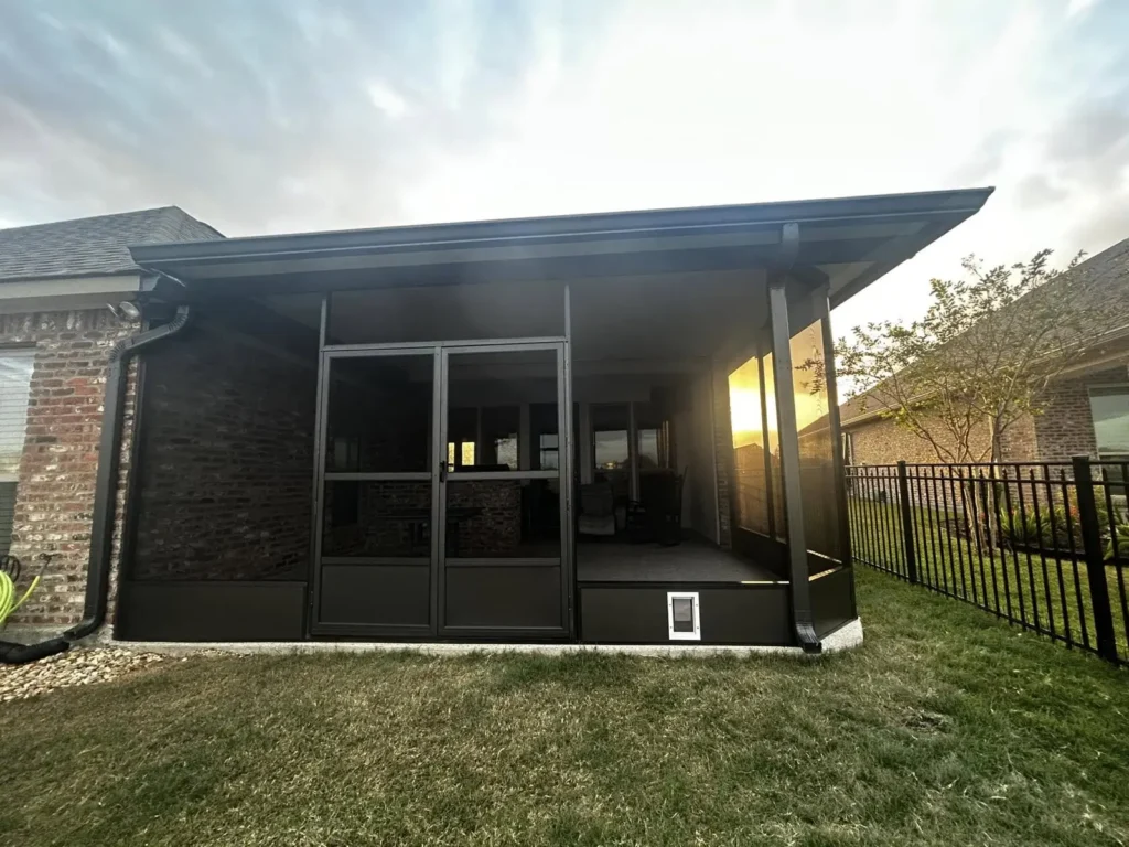 tiger town black screen room brick home sunset fence