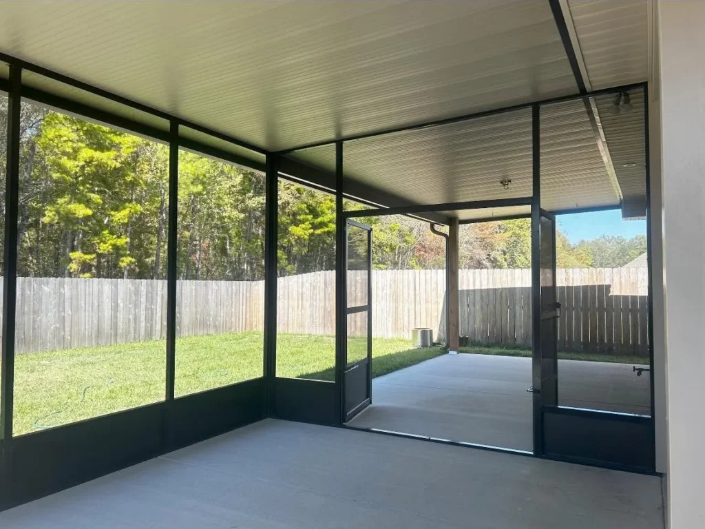 tiger town black screen room interior beadboard ceiling yard