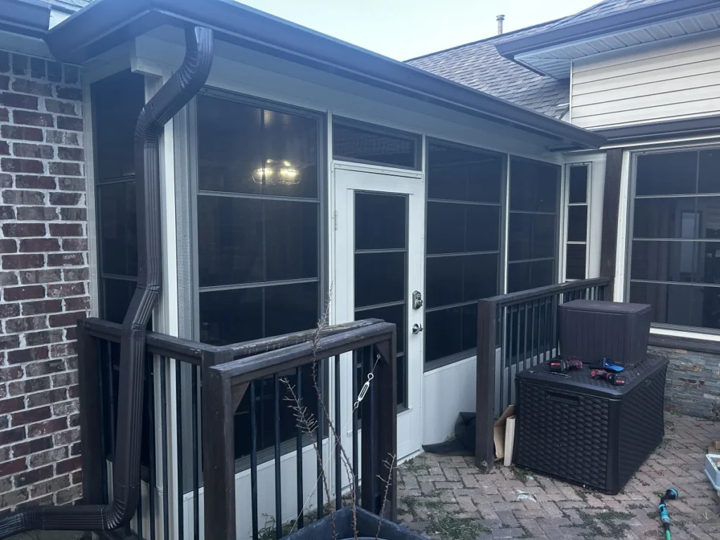 tiger town construction eze breeze room exterior dark tinted panels deck railing