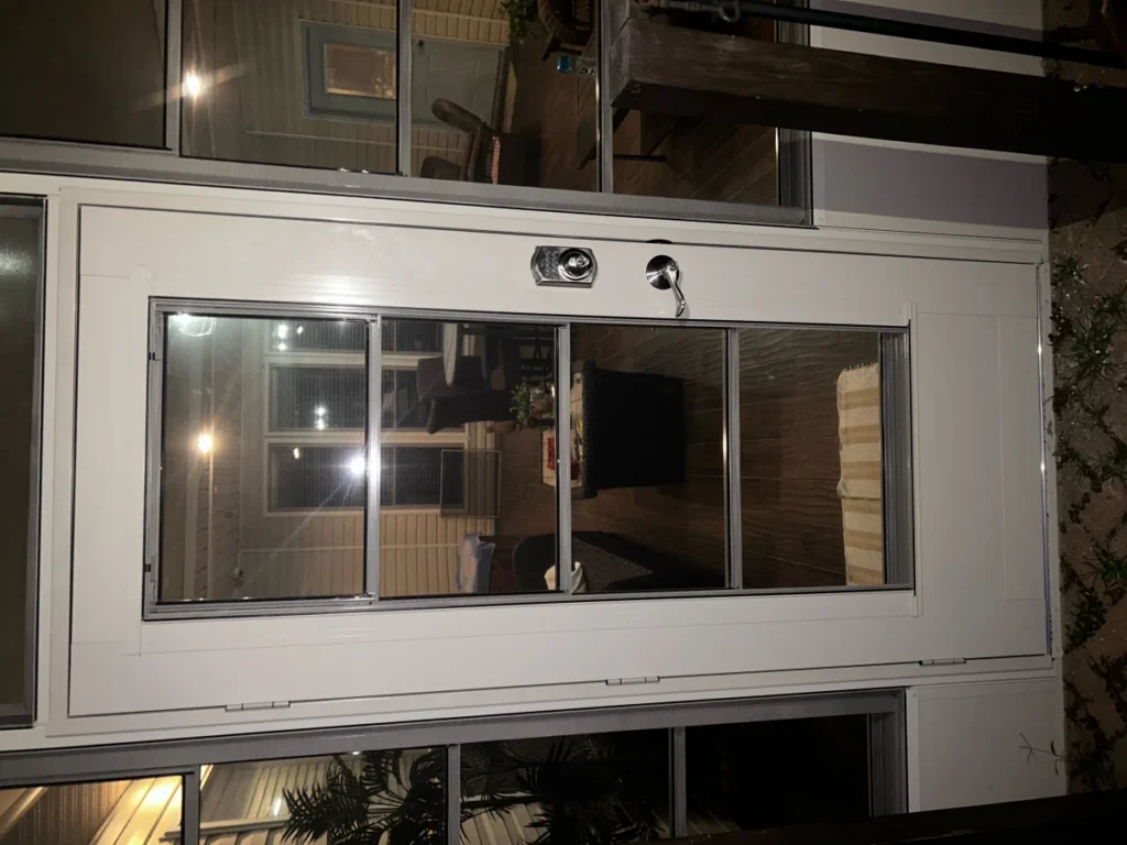tiger town construction eze breeze room exterior night white sliding window detail