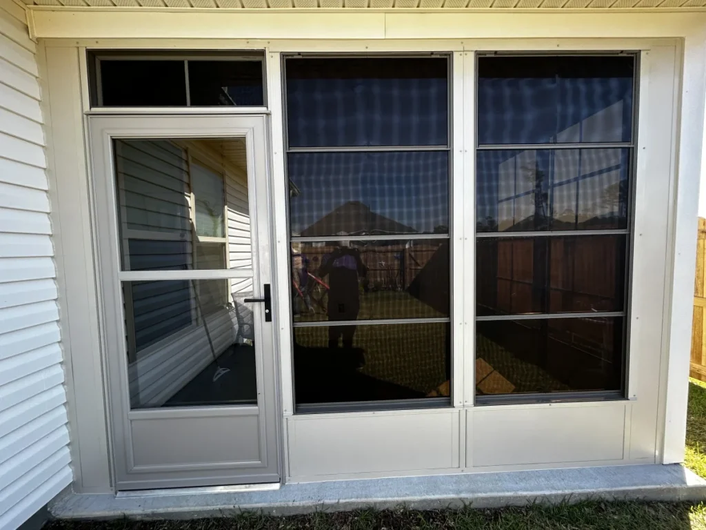 tiger town construction eze breeze room exterior white frame screen door new build