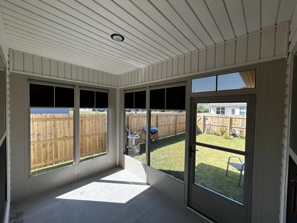 tiger town construction eze breeze room interior recessed light white ceiling screen door