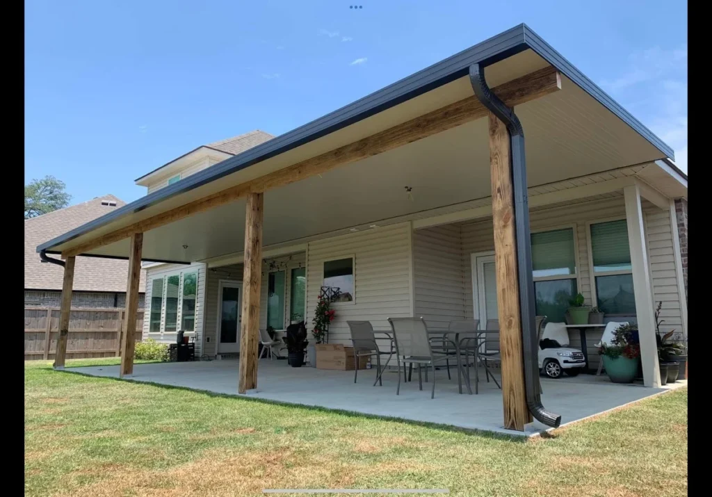tiger town construction non insulated patio cover cedar columns tan home corner wide